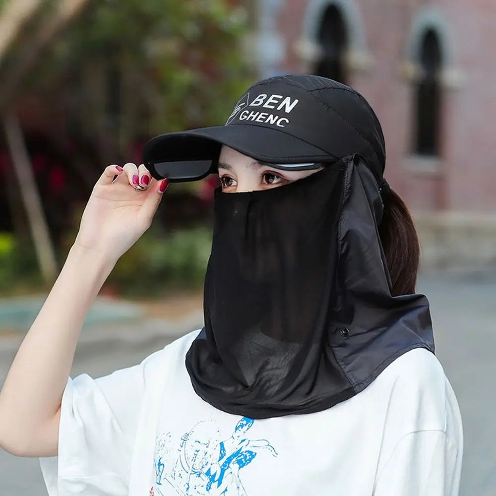 Retractable Visor Sun Cap with Detachable Neck & Face Cover