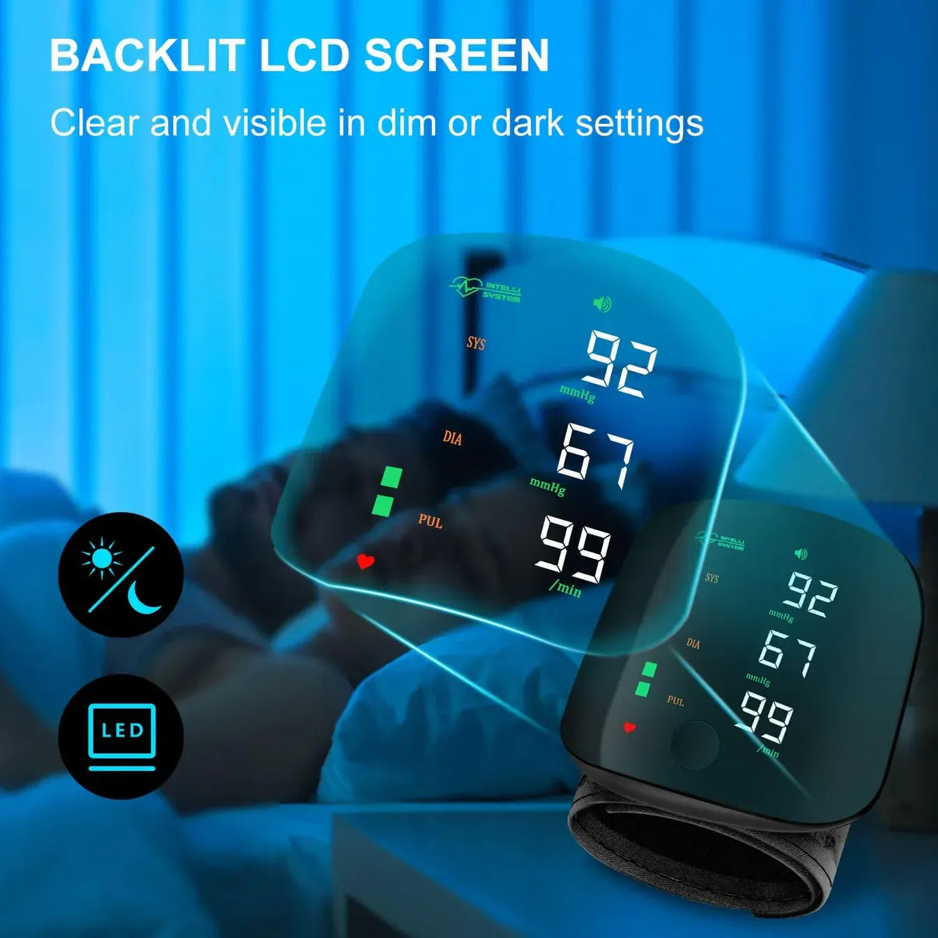 Rechargeable Wrist BP Monitor – Digital LED Display & Voice