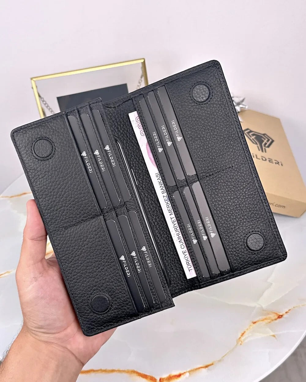 Luxury Handmade Leather Long Wallet For Men