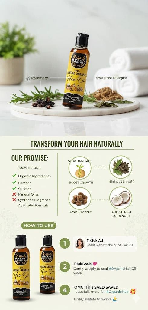 Pure Herbal Hair Oil for Fast Hair Growth & Thickness