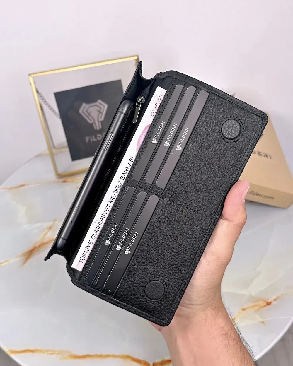 Luxury Handmade Leather Long Wallet For Men