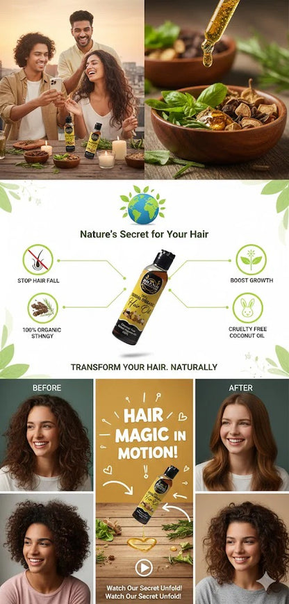 Pure Herbal Hair Oil for Fast Hair Growth & Thickness
