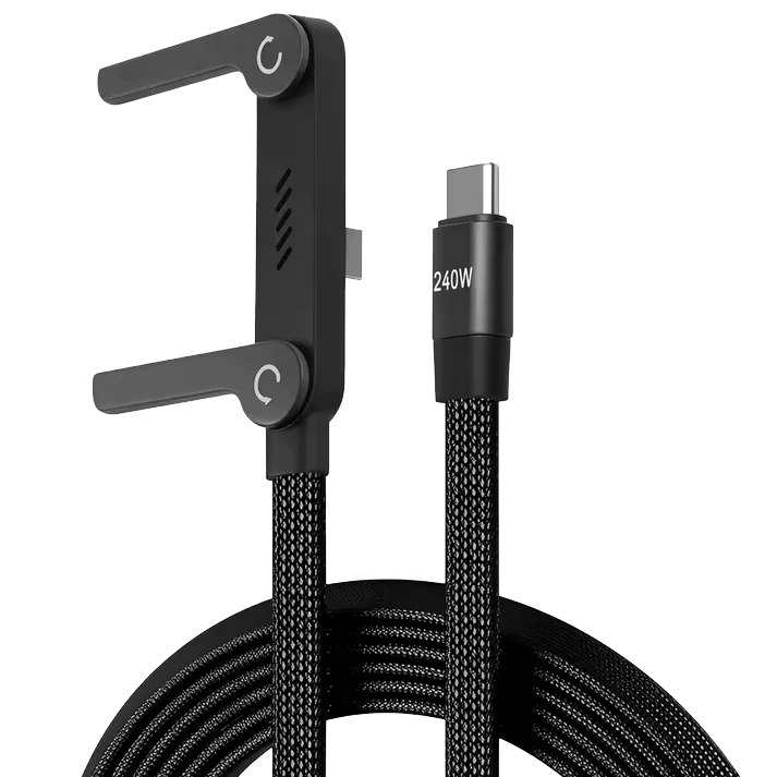 240W 2-in-1 C to C Charging Cable with Phone Stand 1.5m length
