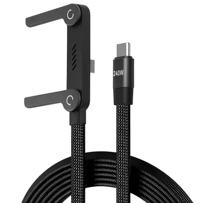 240W 2-in-1 C to C Charging Cable with Phone Stand 1.5m length
